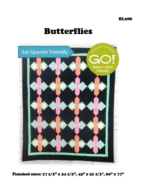 BL286 Butterflies Quilt pattern 3 sizes