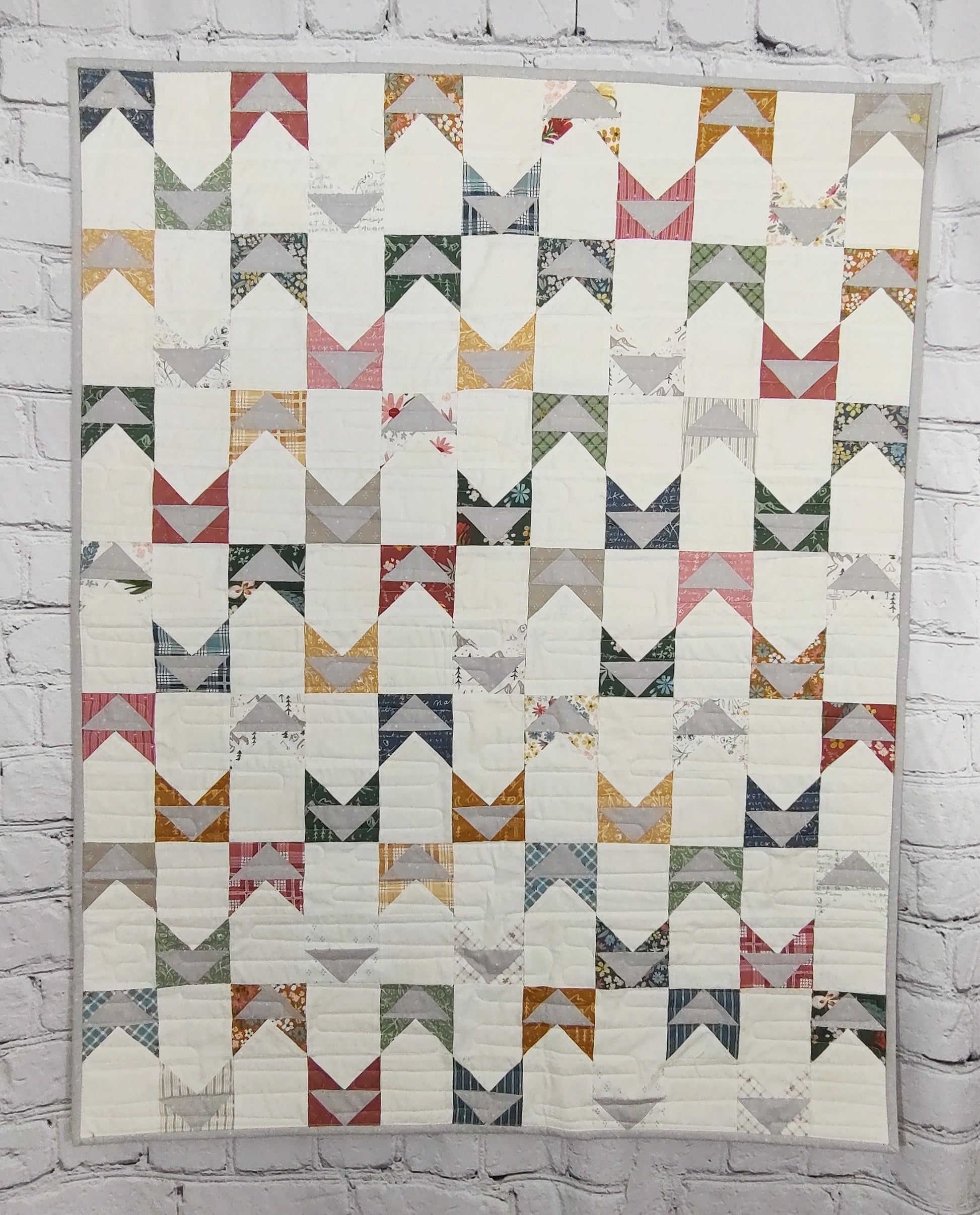 Nature Antique looking Modern baby lap quilt