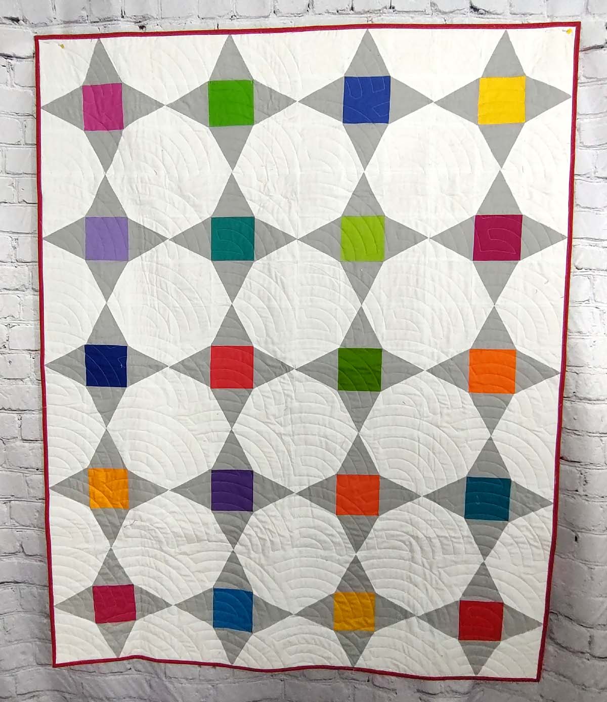 Charming Stars Rainbow Modern baby lap quilt