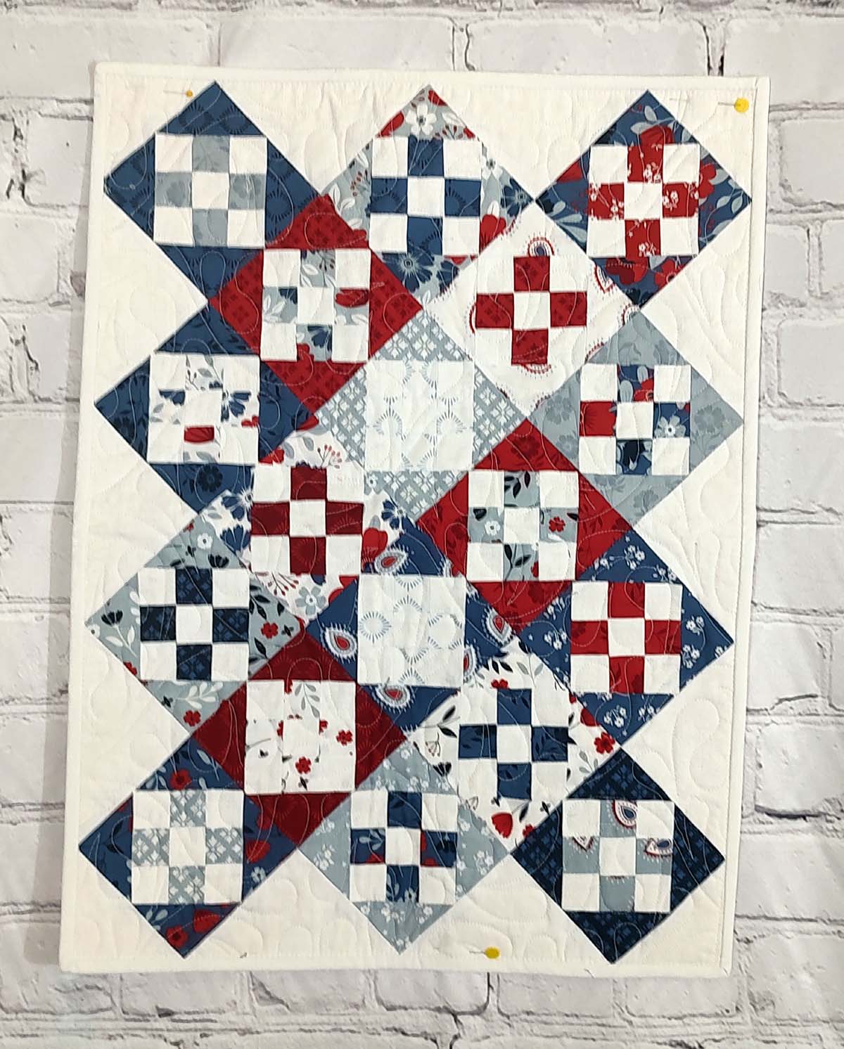 Patriotic Floral Modern wall hanging table topper quilt