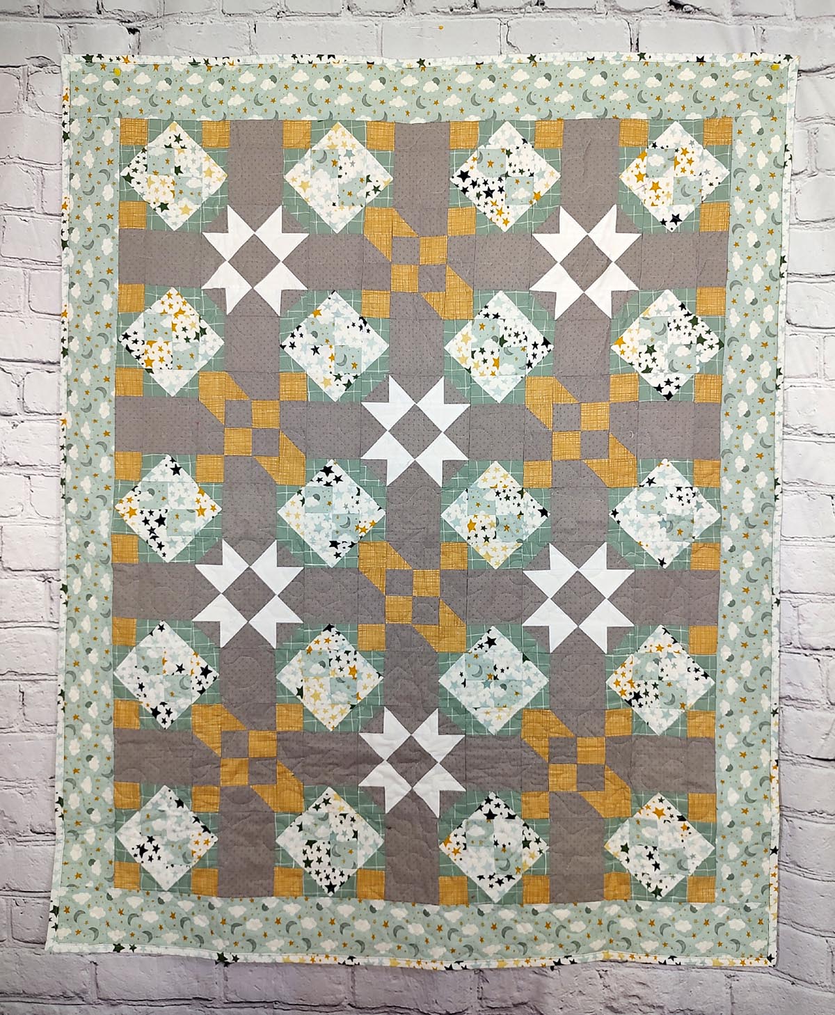 Nighttime sleepy cloud Modern baby lap quilt