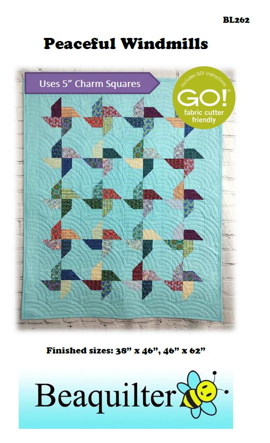 BL262 Peaceful Windmills Charm Pack 5" Quilt pattern Accuquilt friendly