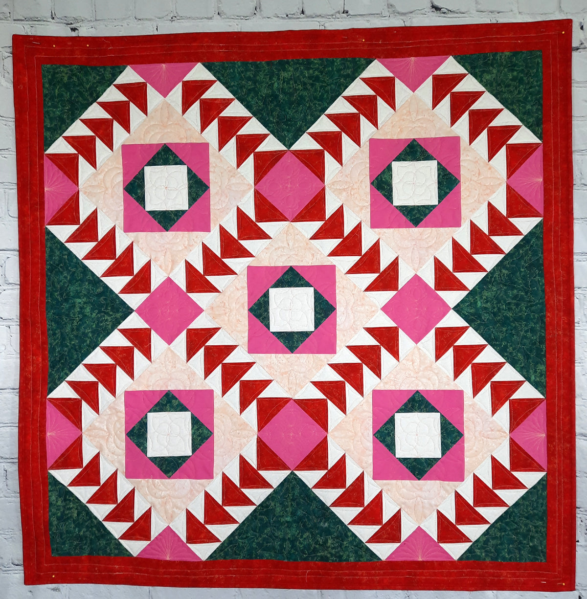 Camellia Pink retro sewing Modern baby lap quilt