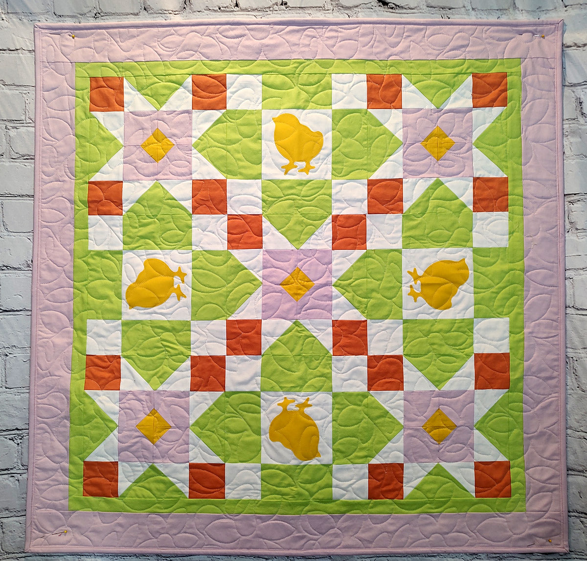 Spring Chicks modern baby quilt
