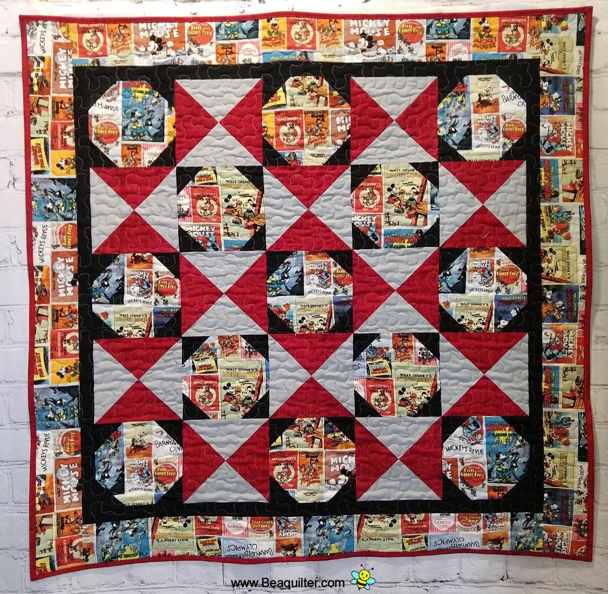 Mickey Mouse Antique looking posters Modern baby lap quilt