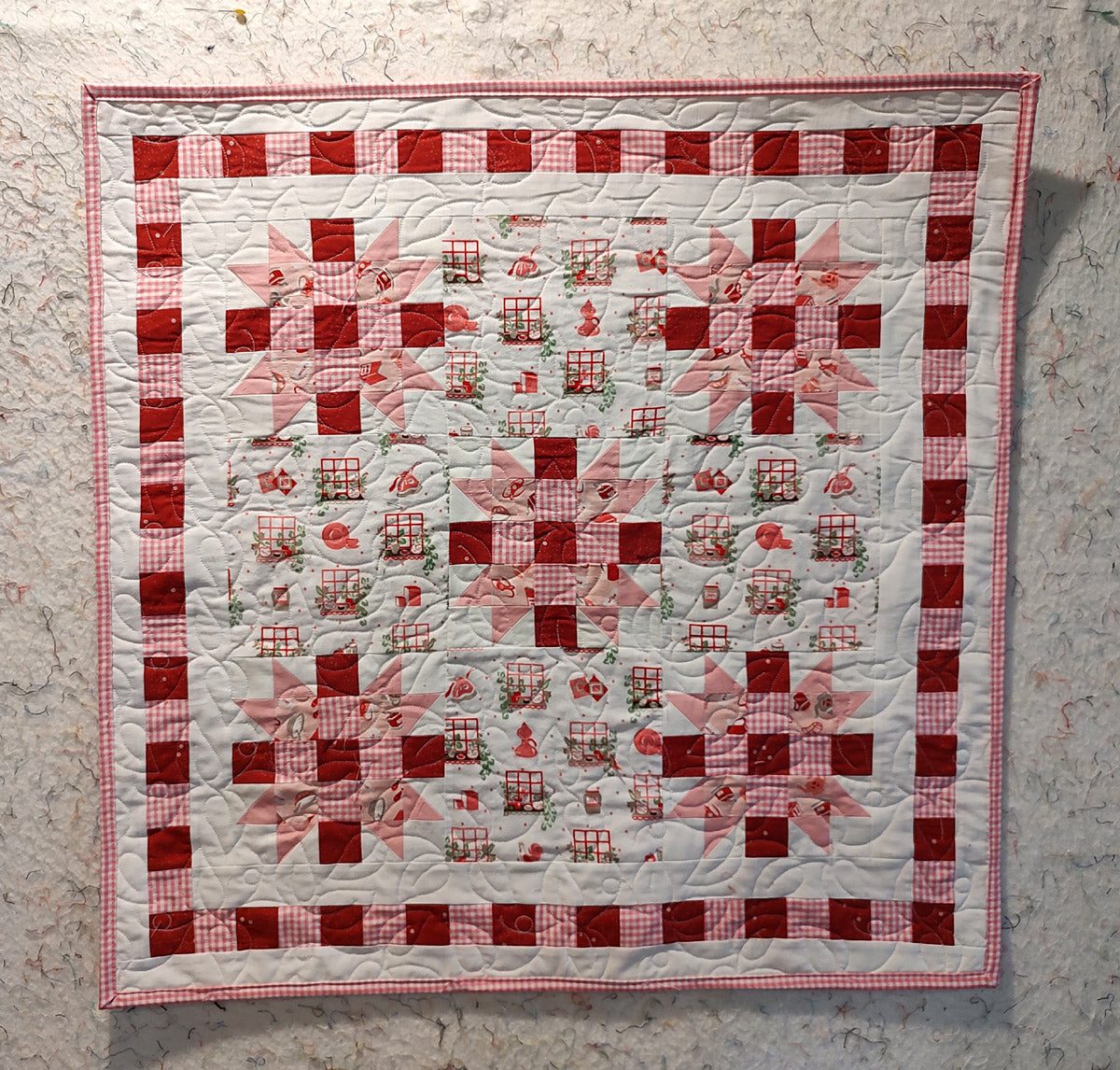 Pink Tea Window Wall hanging baby quilt