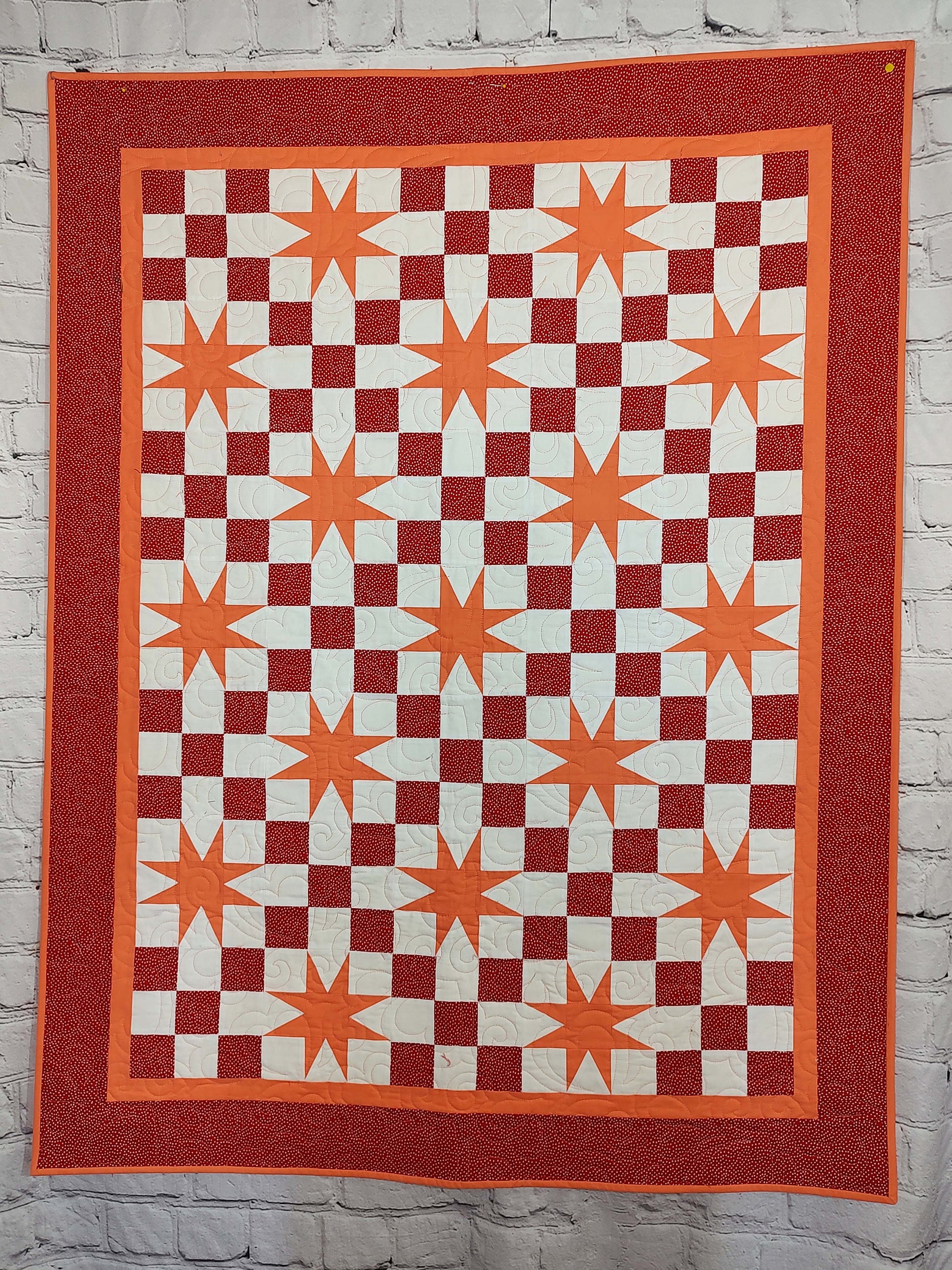 Hugs and Kisses Red and Peach Modern baby lap quilt