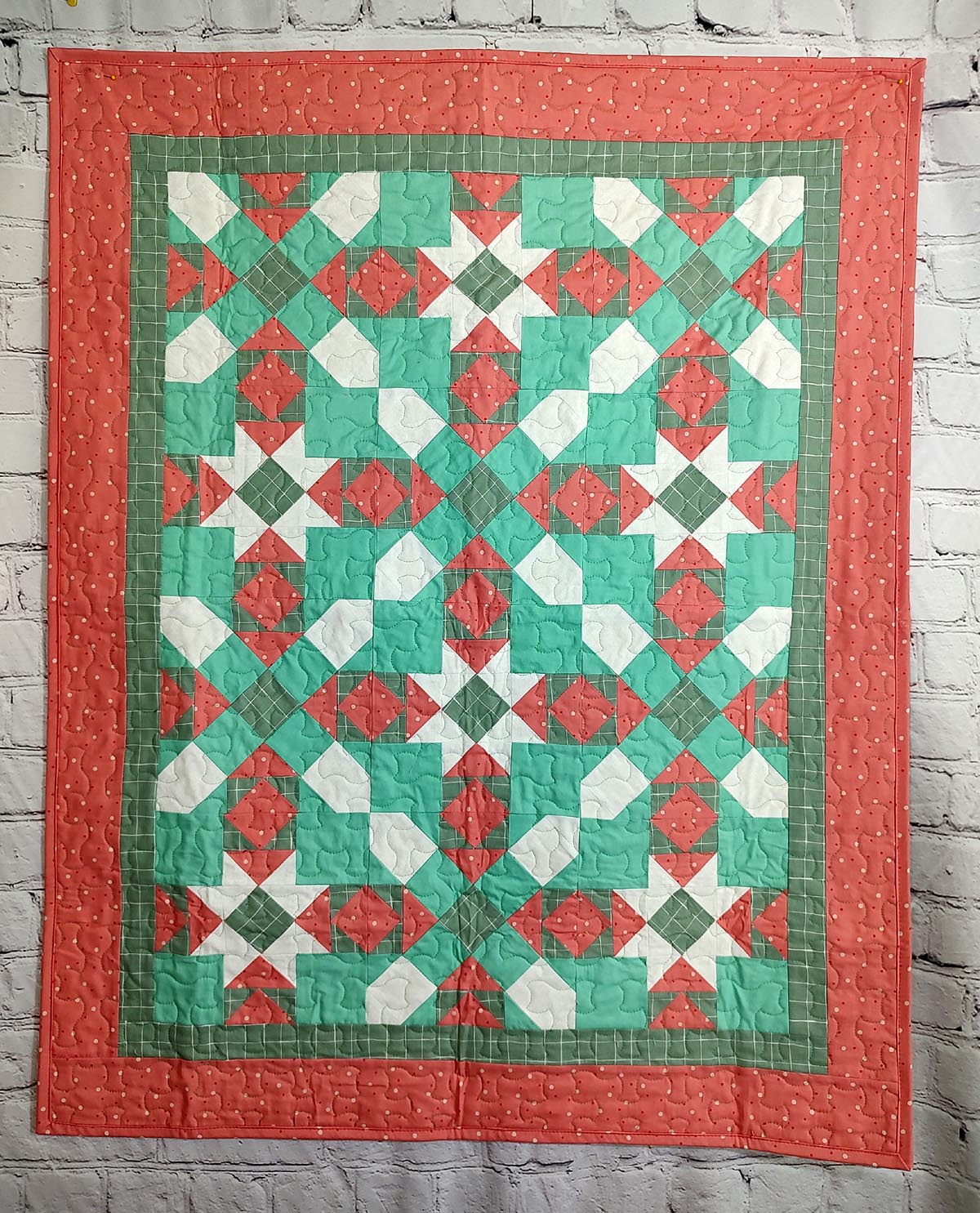 Miami Beach Retro Teal and Pink Modern baby lap quilt