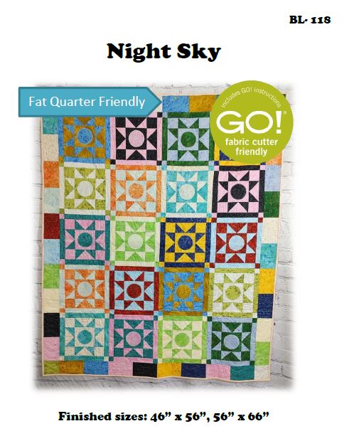 BL118 Night Sky Quilt pattern Fat Quarter Friendly 2 sizes Accuquilt friendly