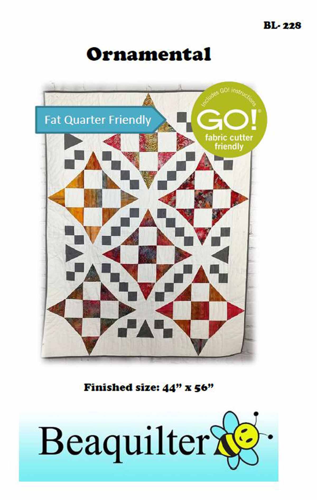 BL228 Ornamental Fat Quarter Quilt pattern Accuquilt friendly including 6 extra QUBE sizes sizes