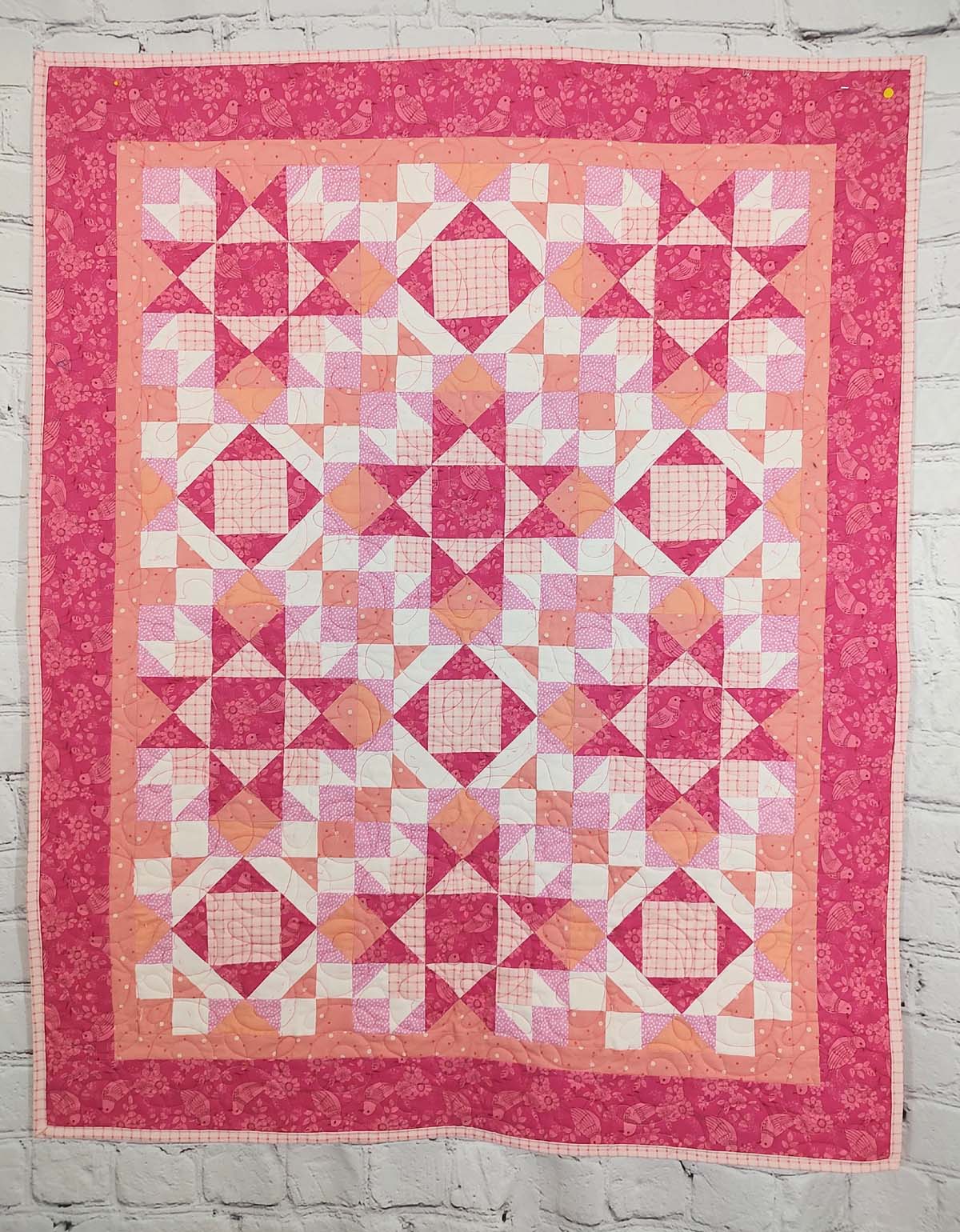 Pink birdie Baby Girl Hug Life Quilt