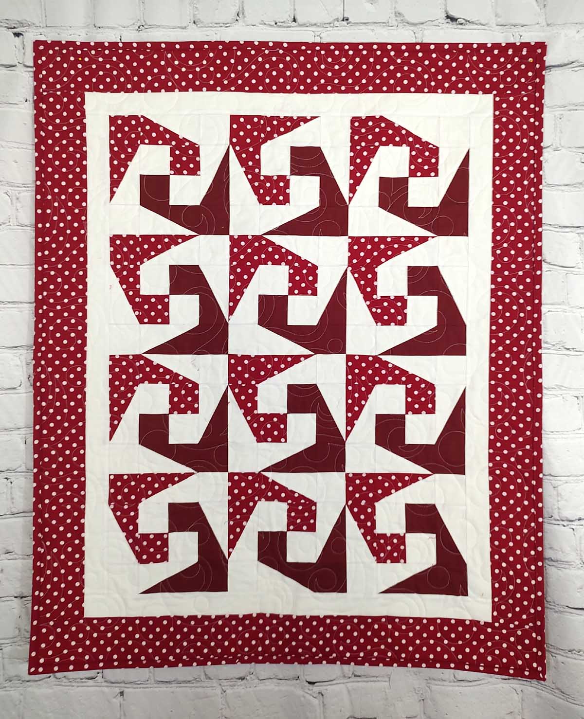 Plagues red and white Modern baby lap quilt
