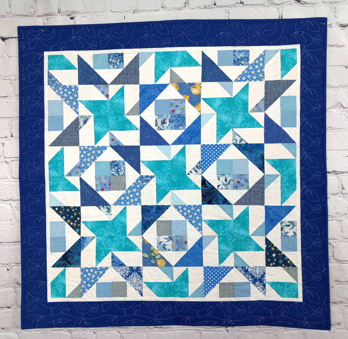 blue and turquoise Reflection baby quilt
