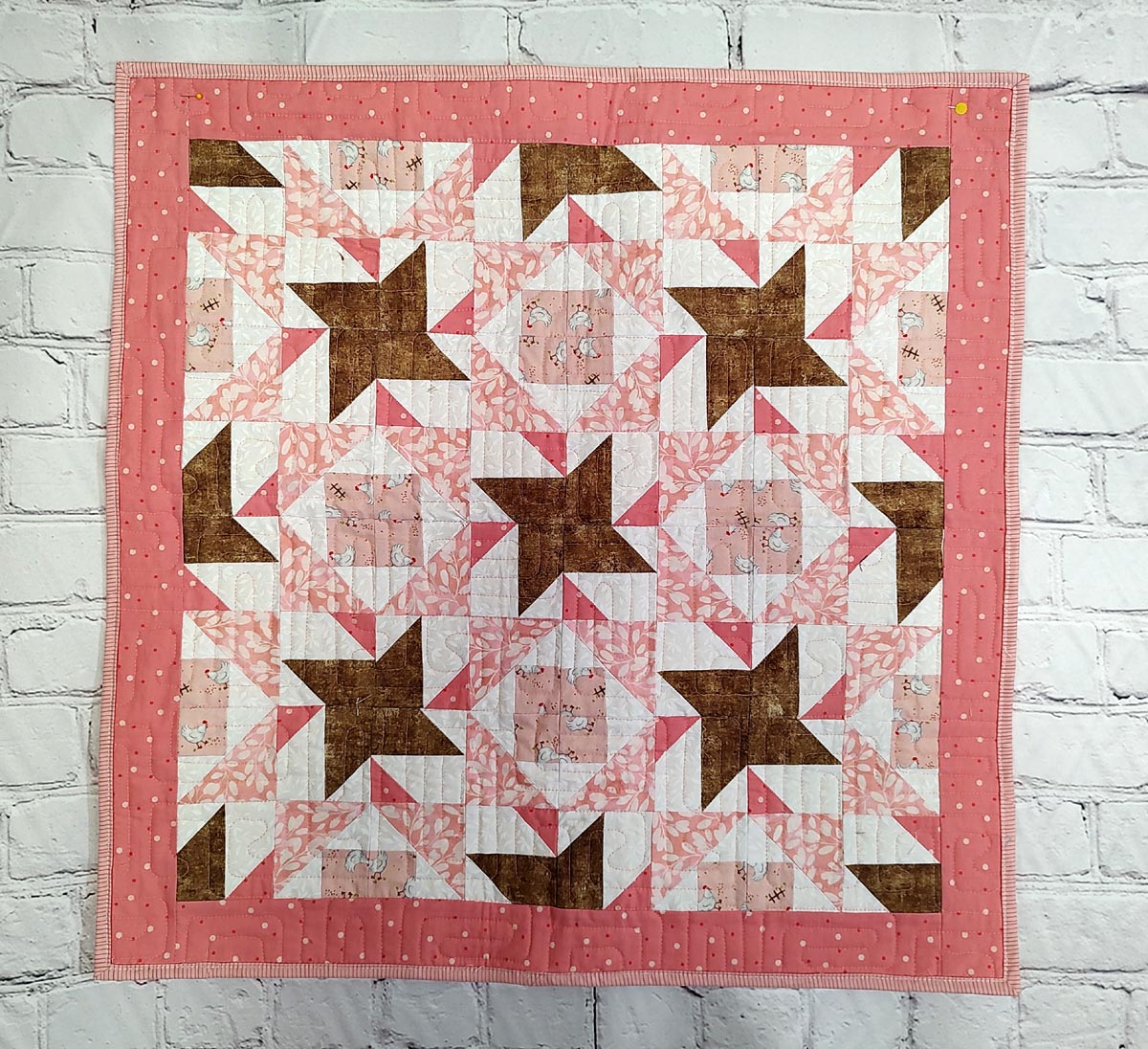 Chicken Reflections Modern baby wall hanging table topper quilt