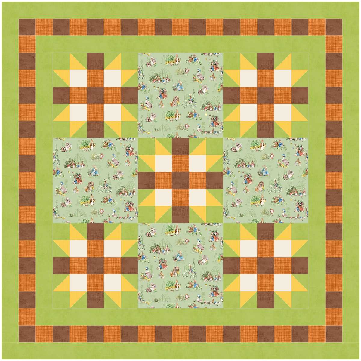 BL162 Forest Flowers Quilt Kit bunny