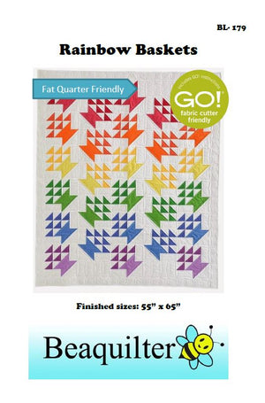 BL179 Rainbow Baskets pattern, FQ and Accuquilt friendly 55" x 65", rotary cutting instructions included