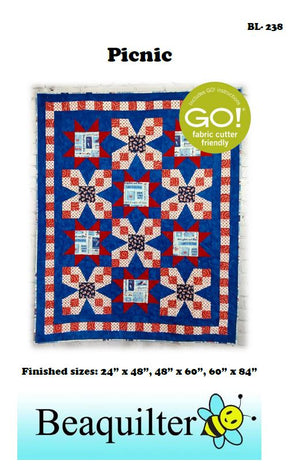 BL238 Picnic Quilt pattern Accuquilt friendly 3 sizes rotary cutting and templates always included 9 QUBE options