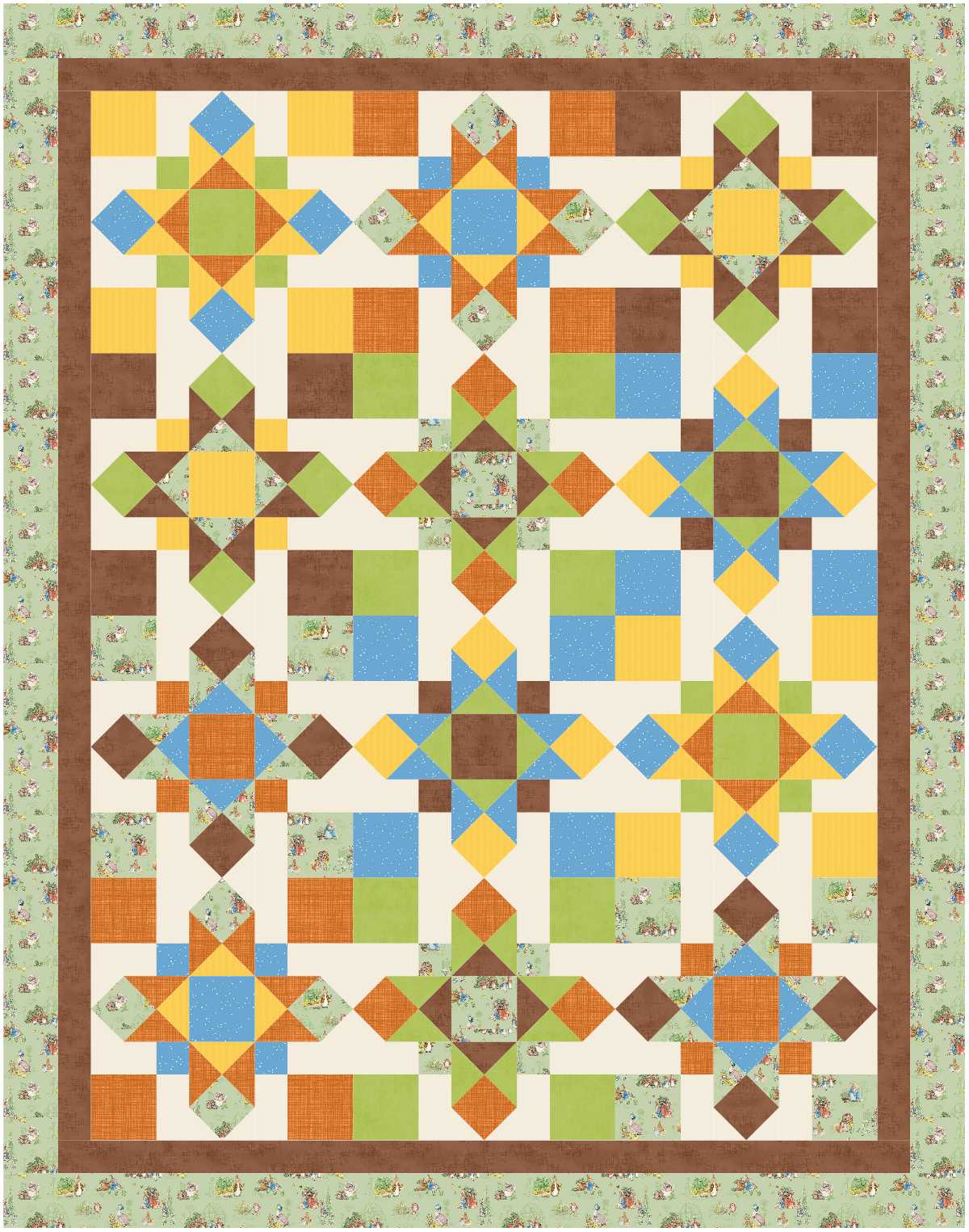 BL270 Anna's Steps Quilt fabric KIT 3 MEDIUM bunnys