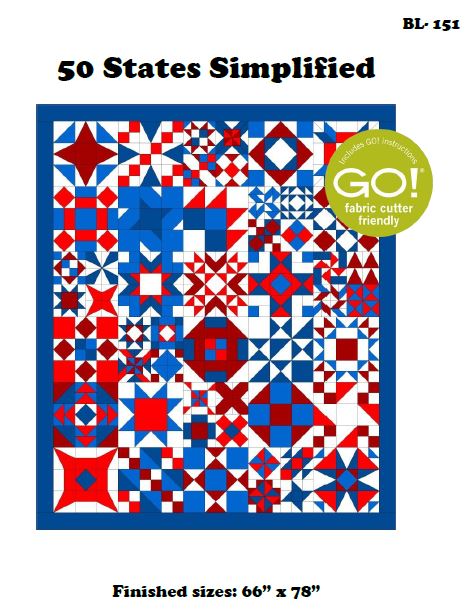 BL151 50 States sampler Quilt Pattern PDF Accuquilt friendly rotary cutting directions always included
