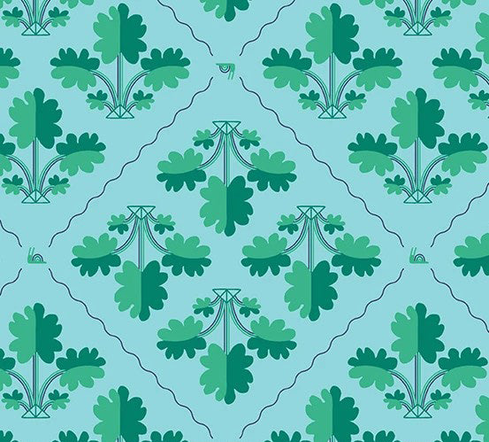 Andover Noras Garden Turquoise Print fabric (per half yard)