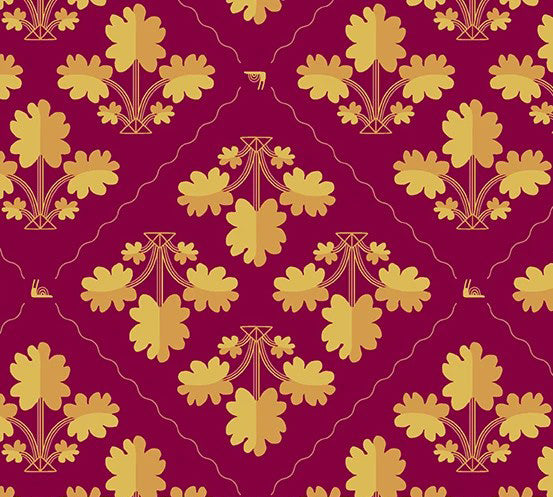 Andover Noras Garden Burgundy Red Print fabric (per half yard)