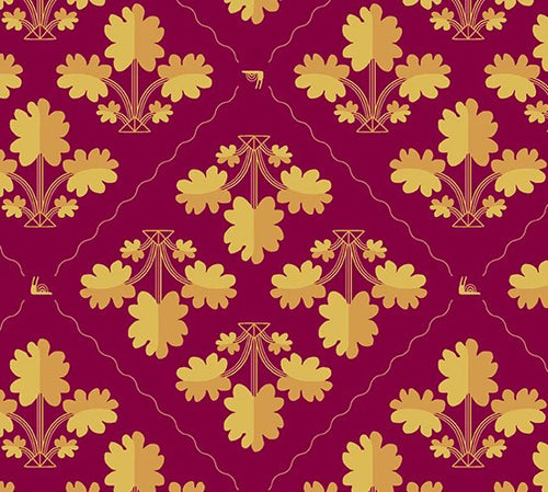 Andover Noras Garden Burgundy Red Print fabric (per half yard)