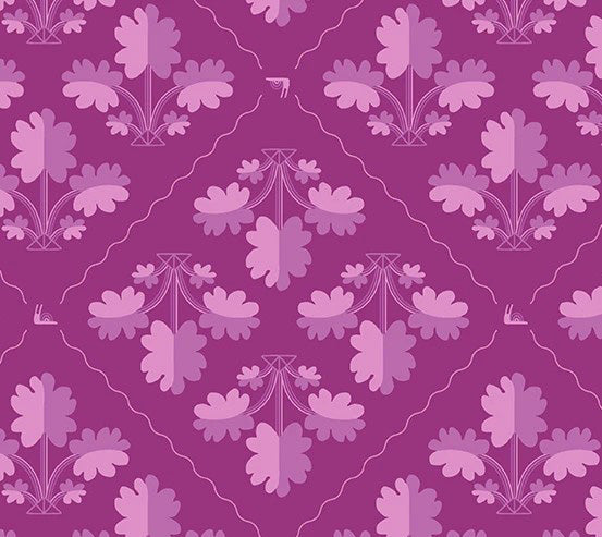 Andover Noras Garden Purple Print fabric (per half yard)