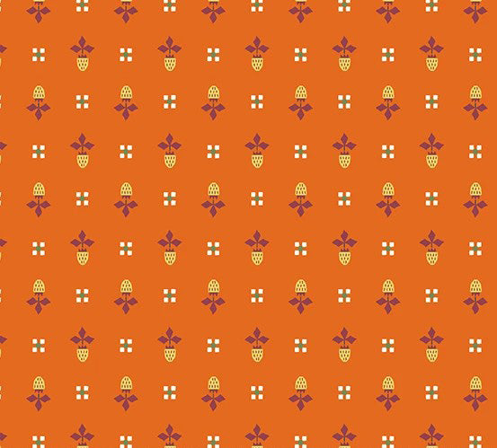 Andover Noras Garden Orange Print fabric (per half yard)