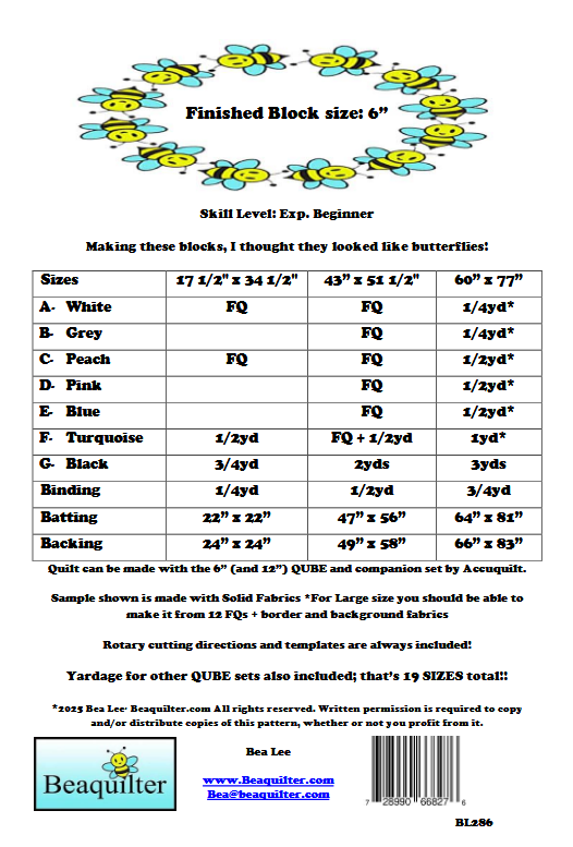 BL286 Butterflies Quilt Fabric KIT LARGE