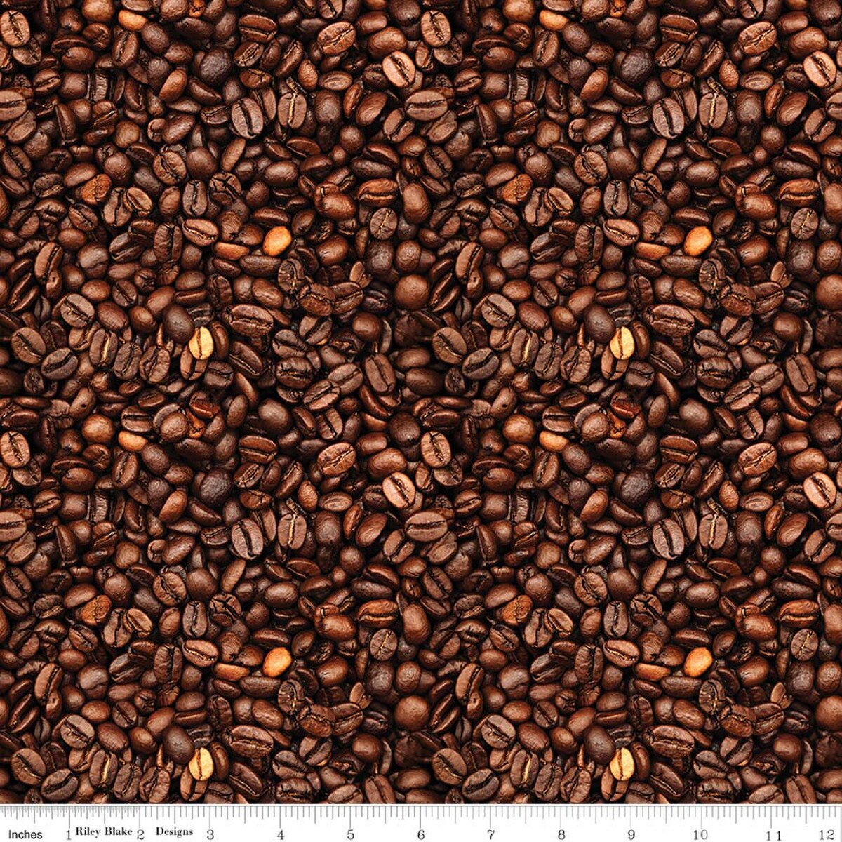 Riley Blake Coffee Time Cofee Beans Brown Fabric (per half yard)
