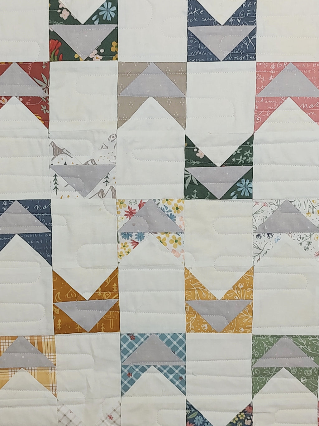 Nature Antique looking Modern baby lap quilt