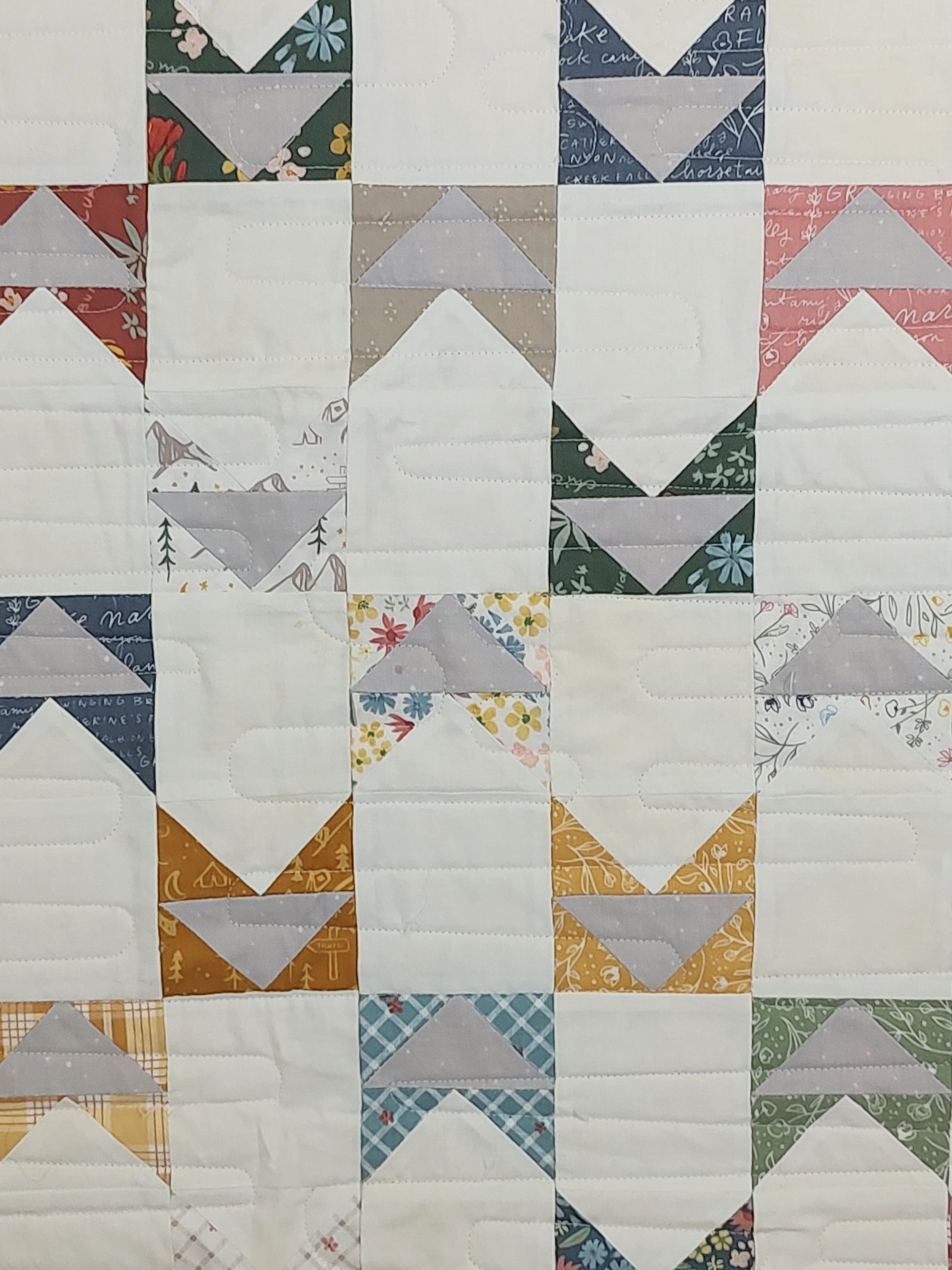 Nature Antique looking Modern baby lap quilt