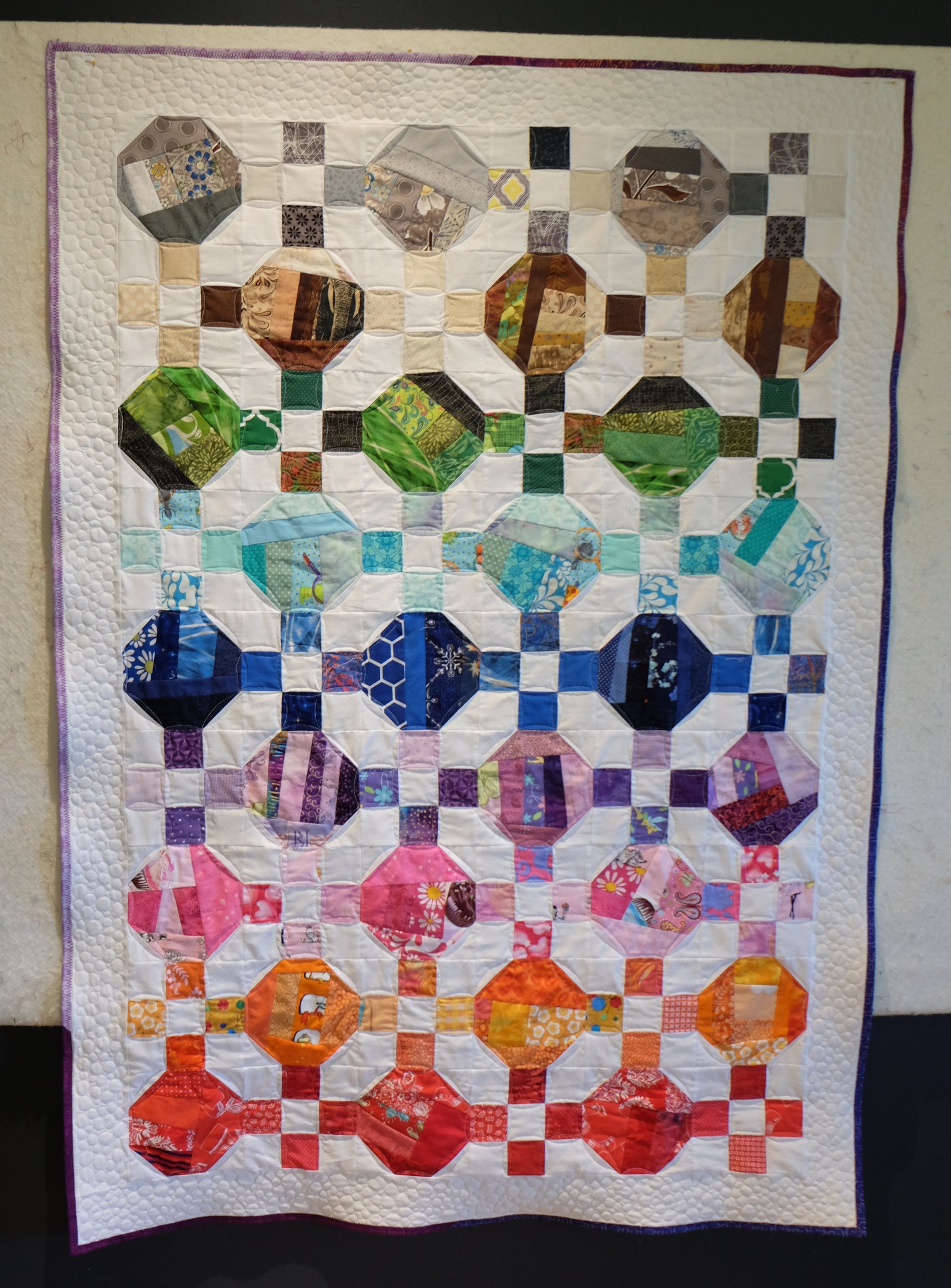BL133 Shelves full of yarn Quilt pattern scrappy modern rainbow Accuquilt friendly, rotary cutting instructions included