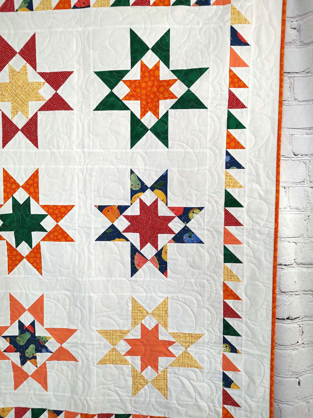 Fruit Basket fun fruit and White Modern baby lap quilt