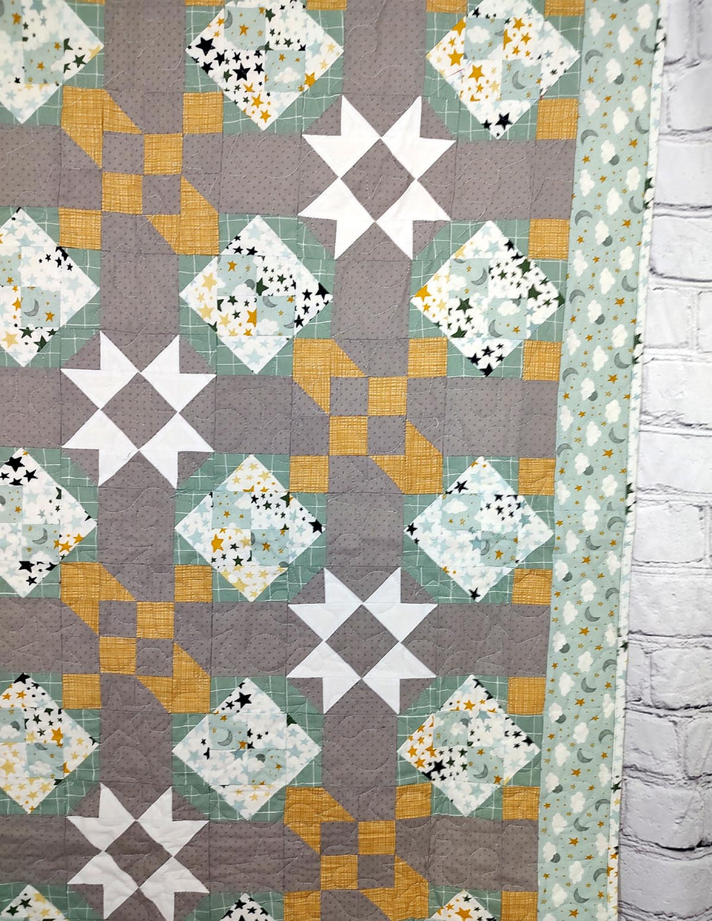 Nighttime sleepy cloud Modern baby lap quilt