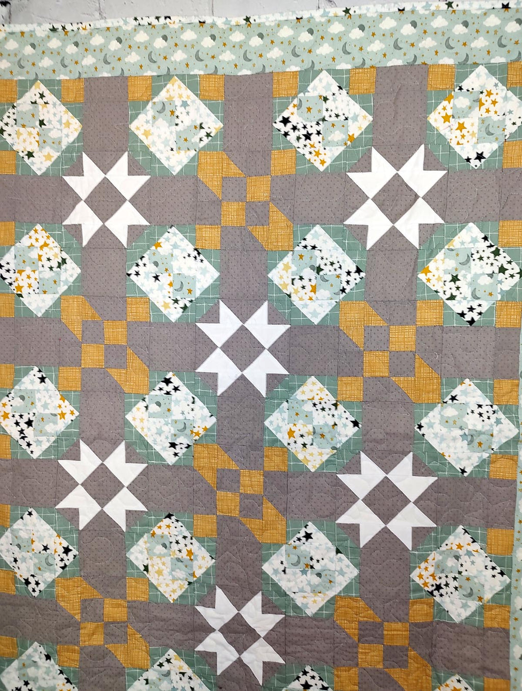 Nighttime sleepy cloud Modern baby lap quilt