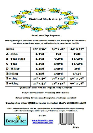 BL274 Miami Beach Quilt pattern 3 sizes