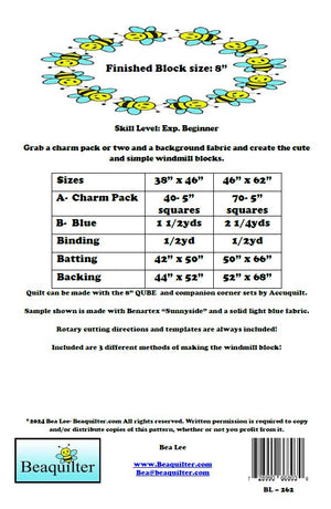 BL262 Peaceful Windmills Charm Pack 5" Quilt pattern Accuquilt friendly