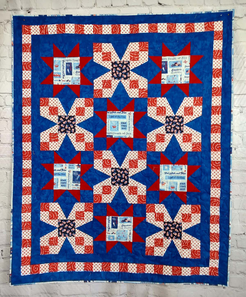 Picnic Patriotic Red white and blue Modern baby lap quilt