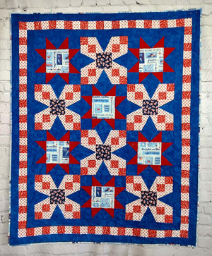 Picnic Patriotic Red white and blue Modern baby lap quilt