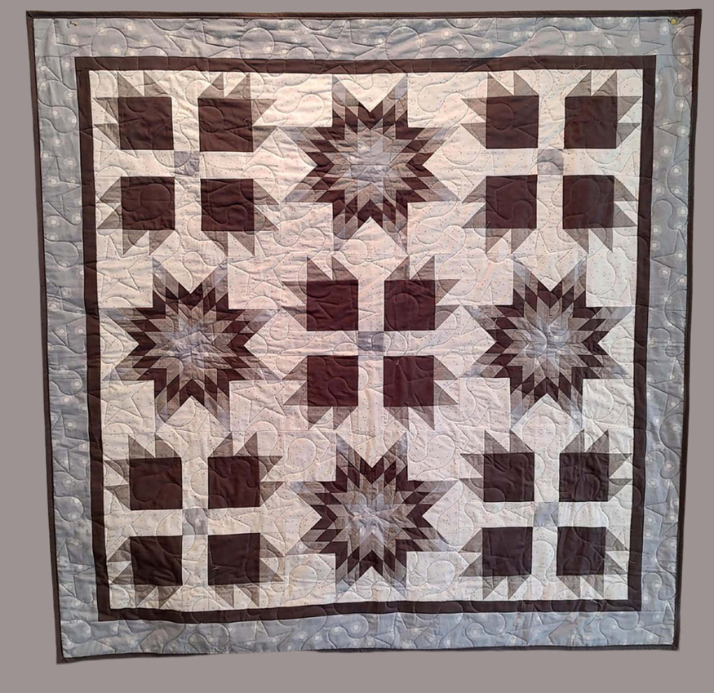Grey and White Prairie Star Modern wall hanging lap quilt