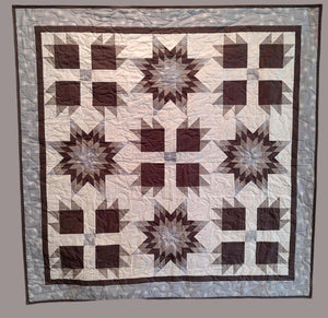 Grey and White Prairie Star Modern wall hanging lap quilt