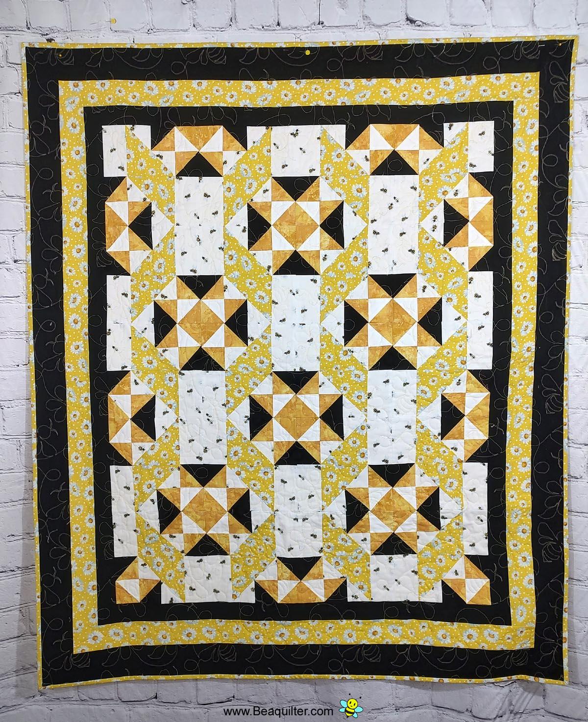 Yellow White and Black Bee quilt