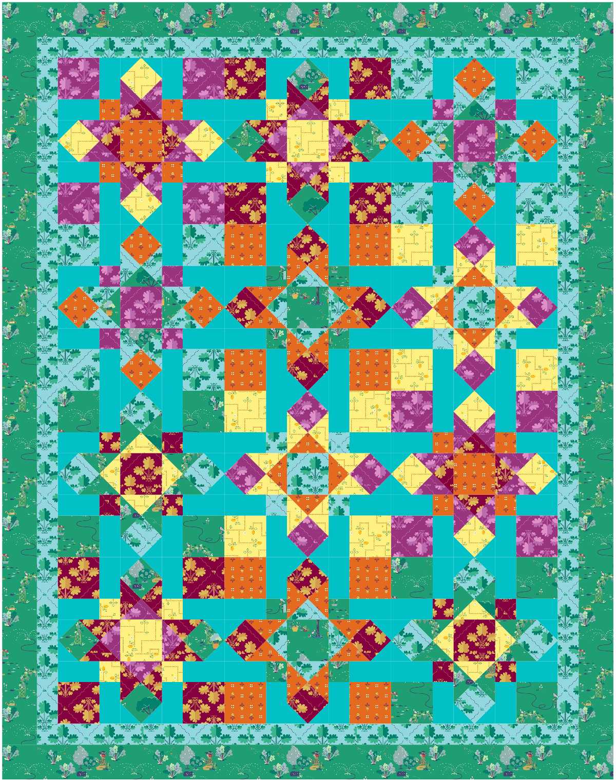 BL270 Anna's Steps Quilt fabric KIT MEDIUM Norahs garden