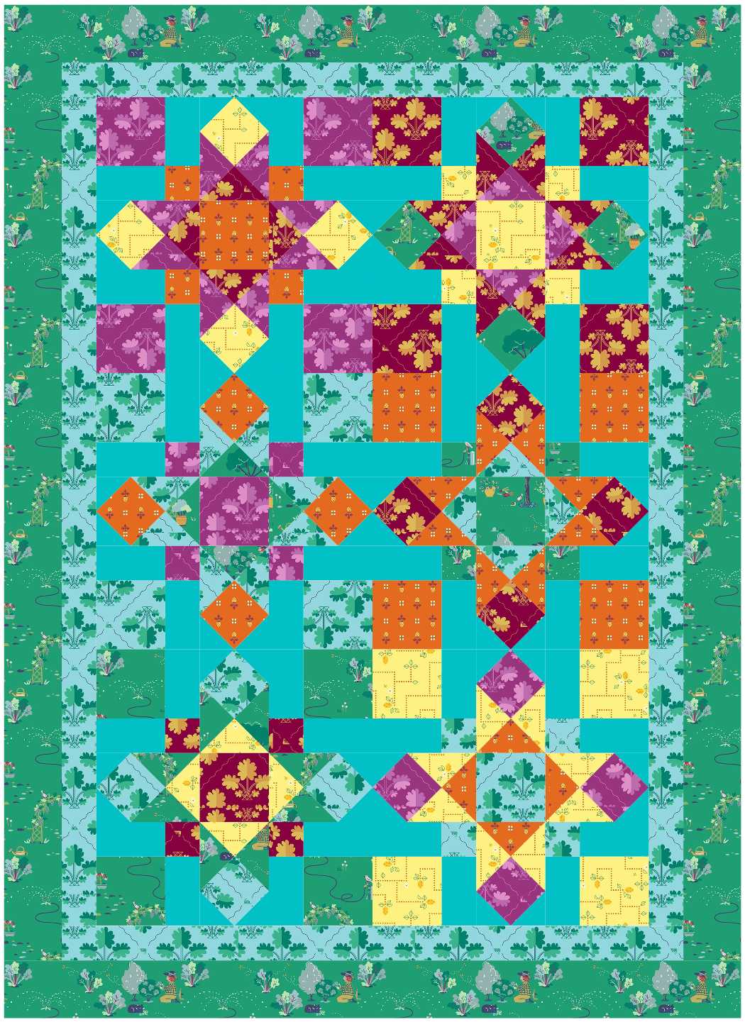 BL270 Anna's Steps Quilt fabric KIT Small Norahs garden