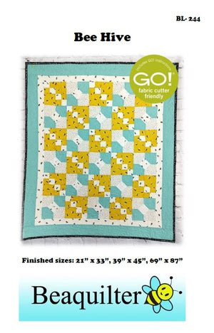 BL244 Bee Hive Quilt pattern 3 sizes Accuquilt FQ friendly rotary cutting and optional 6 more QUBE sizes