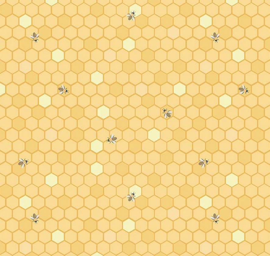 Riley Blake Sunshine and Sweet Tea Bees Yellow Honeycombs (per half yard)