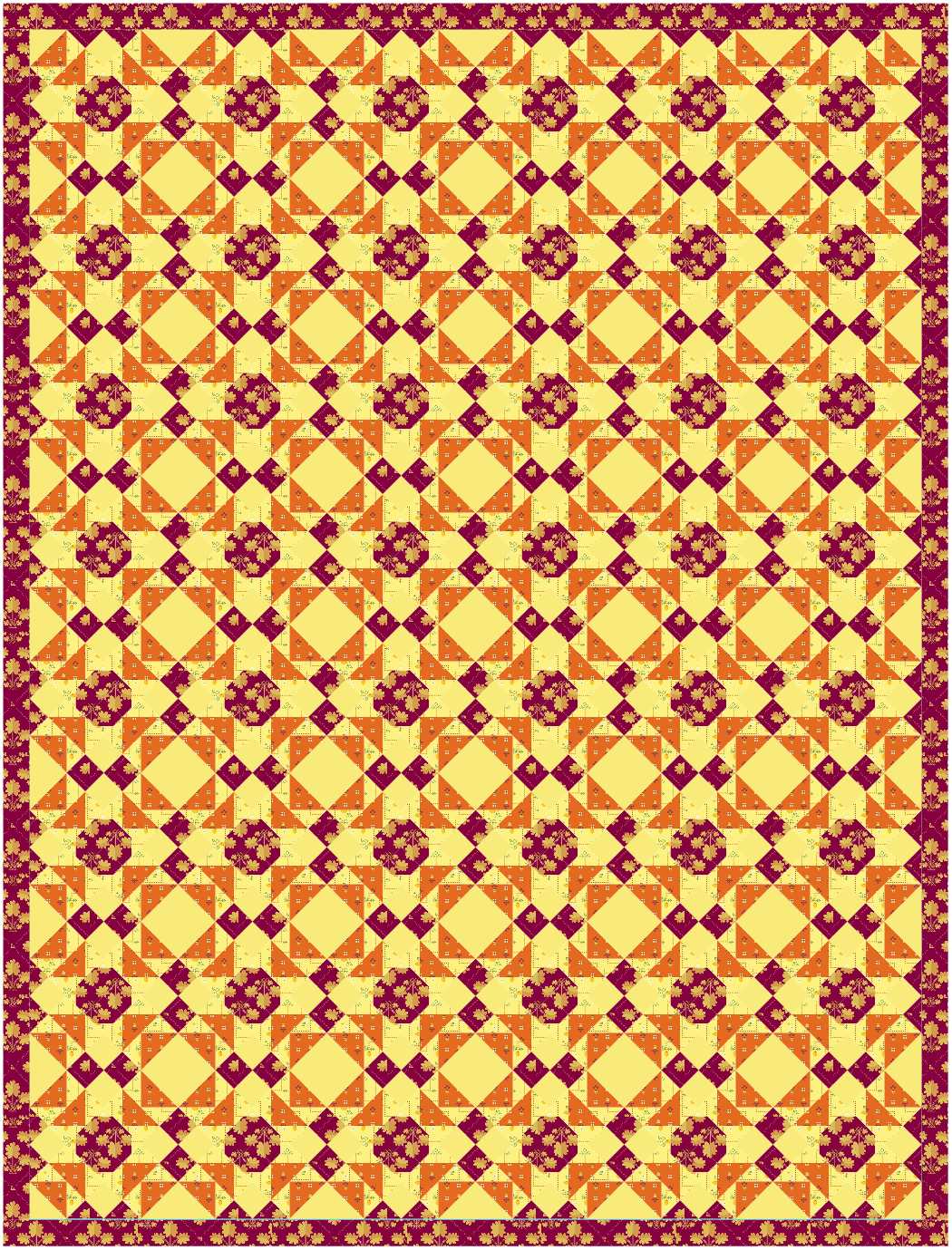 BL157 Blooming Onion Quilt Kit LARGE Norahs Garden