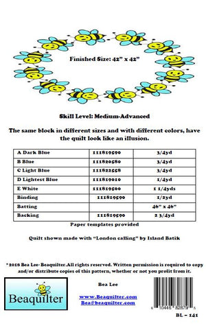 BL141 Blue Lagoon optical illusion Quilt pattern