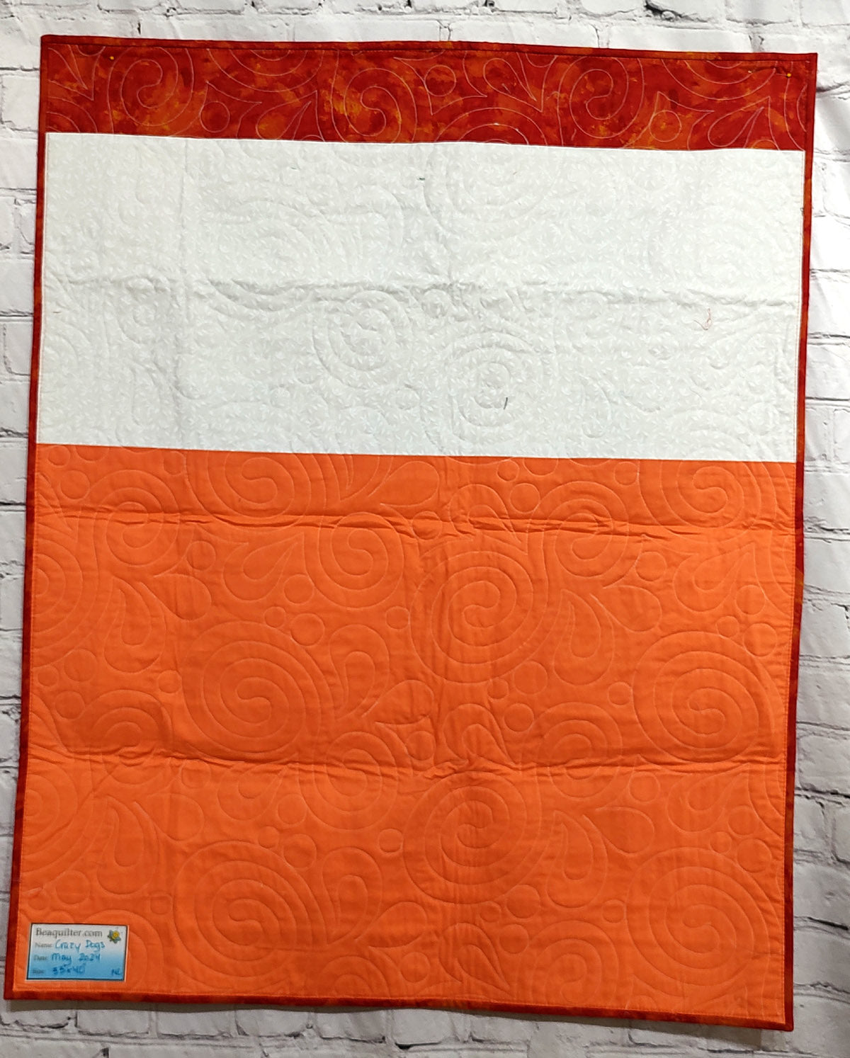 Crazy Dogs Bluey Blue and orange baby quilt